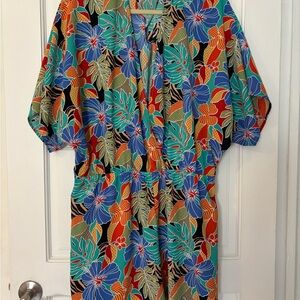 Flattering Bright Floral Print Romper for Summer Curvy